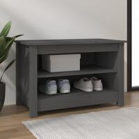 Skobænk 70x38x45,5 cm massivt fyrretræ grå