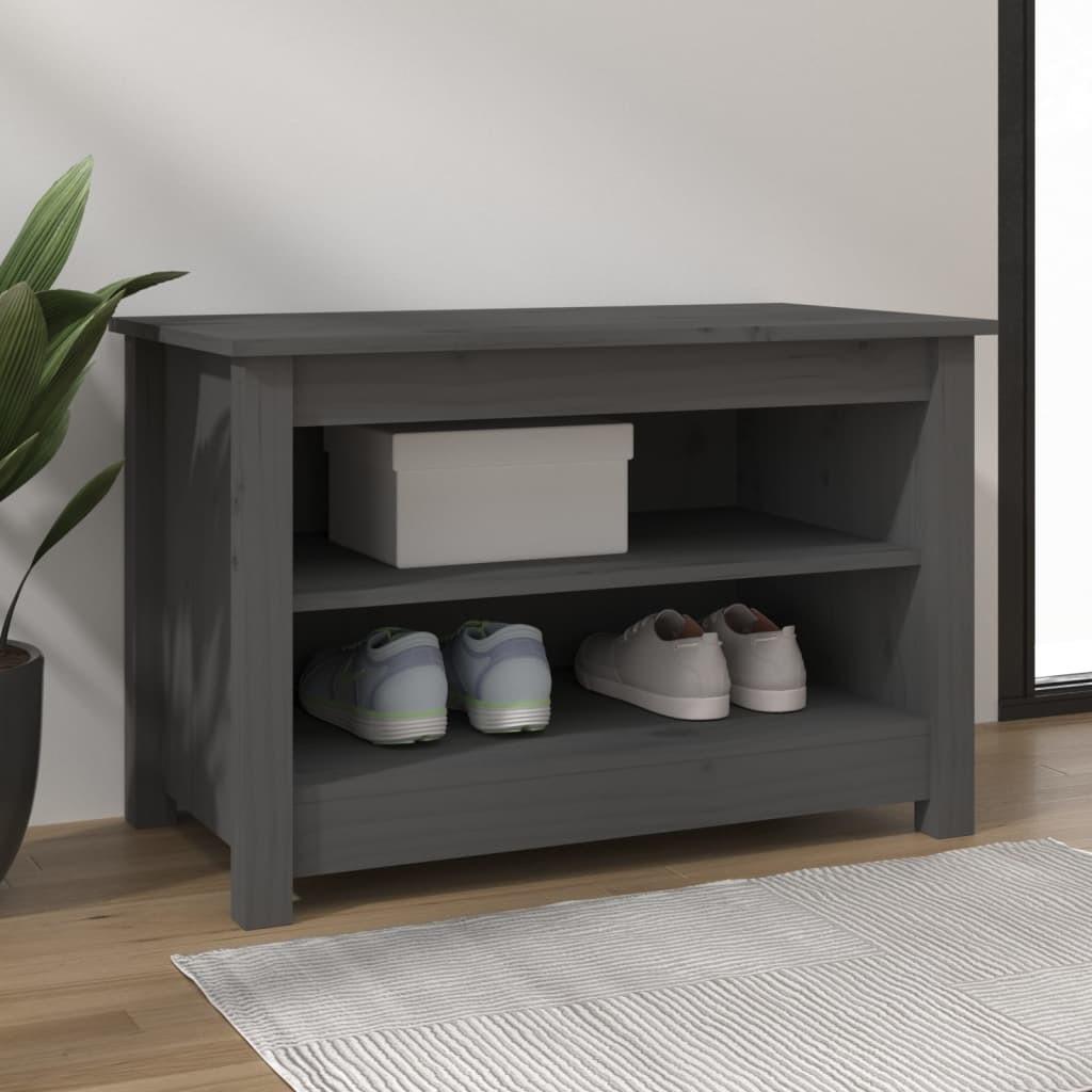 Skobænk 70x38x45,5 cm massivt fyrretræ grå