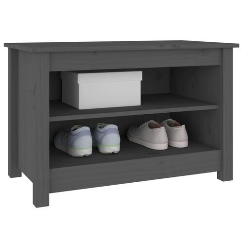 Skobænk 70x38x45,5 cm massivt fyrretræ grå
