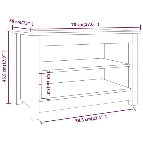 Skobænk 70x38x45,5 cm massivt fyrretræ grå