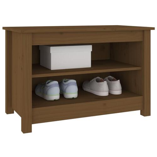 Skobænk 70x38x45,5 cm massivt fyrretræ gyldenbrun