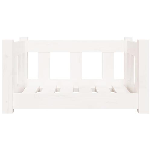 Hundeseng 55,5x45,5x28 cm massivt fyrretræ hvid