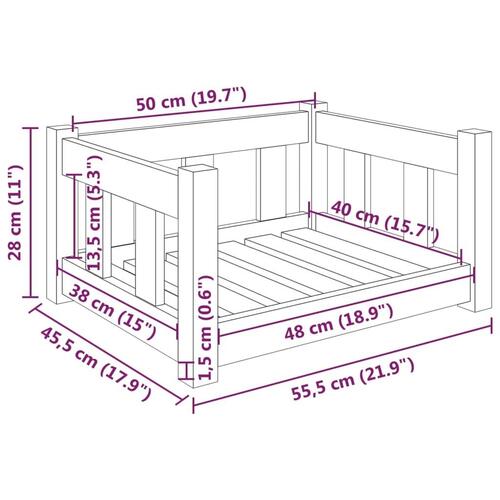 Hundeseng 55,5x45,5x28 cm massivt fyrretræ hvid