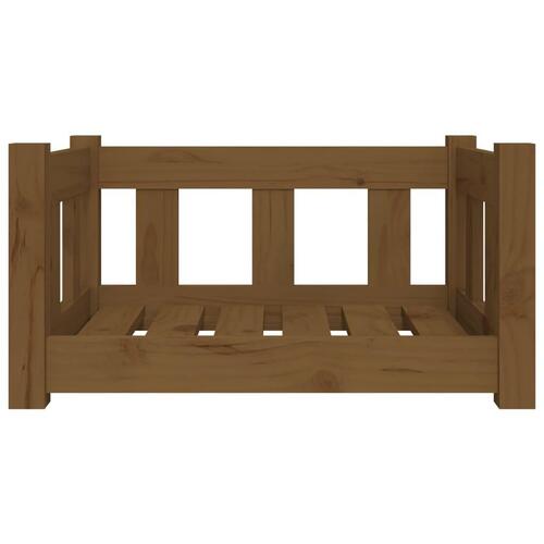 Hundeseng 55,5x45,5x28 cm massivt fyrretræ gyldenbrun
