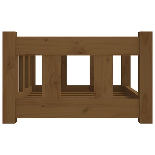 Hundeseng 55,5x45,5x28 cm massivt fyrretræ gyldenbrun