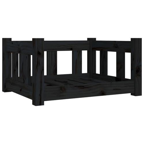 Hundeseng 55,5x45,5x28 cm massivt fyrretræ sort