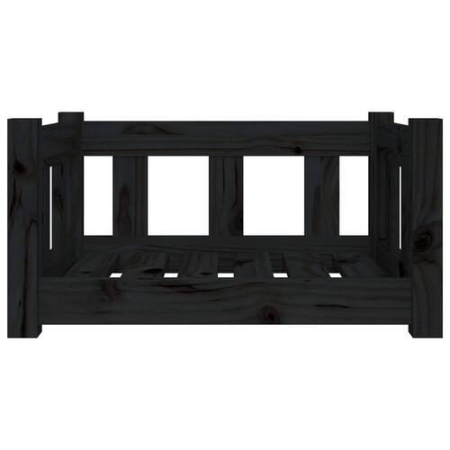 Hundeseng 55,5x45,5x28 cm massivt fyrretræ sort