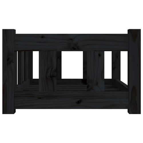 Hundeseng 55,5x45,5x28 cm massivt fyrretræ sort