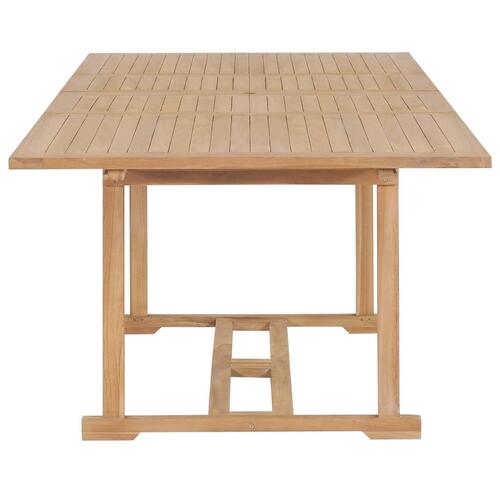 Udendørs spisebordssæt 9 dele 180-280x100x75 cm massivt teak