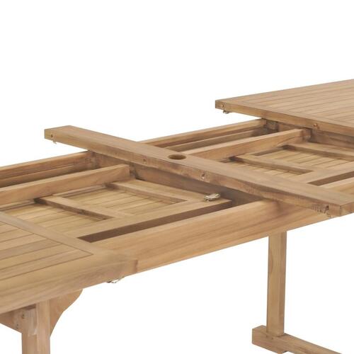 Udendørs spisebordssæt 9 dele 180-280x100x75 cm massivt teak