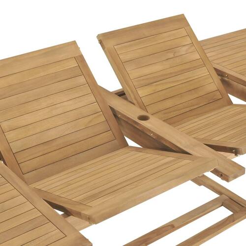 Udendørs spisebordssæt 9 dele 180-280x100x75 cm massivt teak
