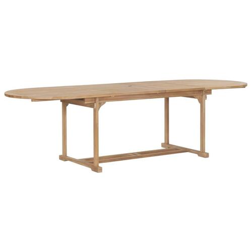 Udendørs spisebordssæt 9 dele 180-280x100x75 cm massivt teaktræ