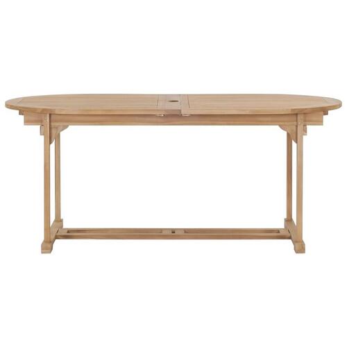 Udendørs spisebordssæt 9 dele 180-280x100x75 cm massivt teaktræ