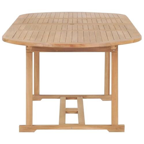 Udendørs spisebordssæt 9 dele 180-280x100x75 cm massivt teaktræ