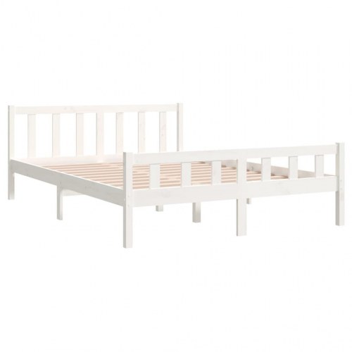 Sengeramme 120x200 cm massivt træ hvid