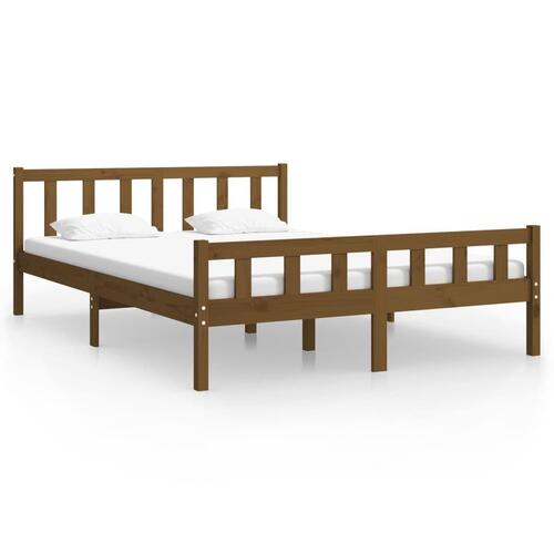 Sengeramme 120x200 cm massivt træ gyldenbrun