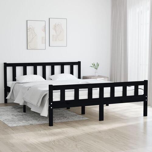 Sengeramme 120x200 cm massivt træ sort