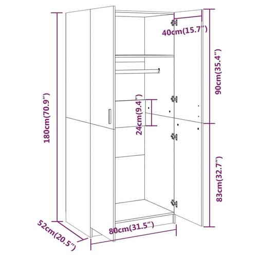 Klædeskab 80x52x180 cm konstrueret træ røget egetræsfarve