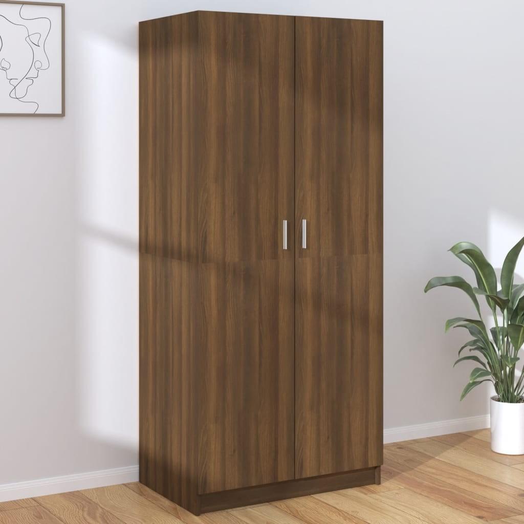 Klædeskab 80x52x180 cm konstrueret træ brun egetræsfarve