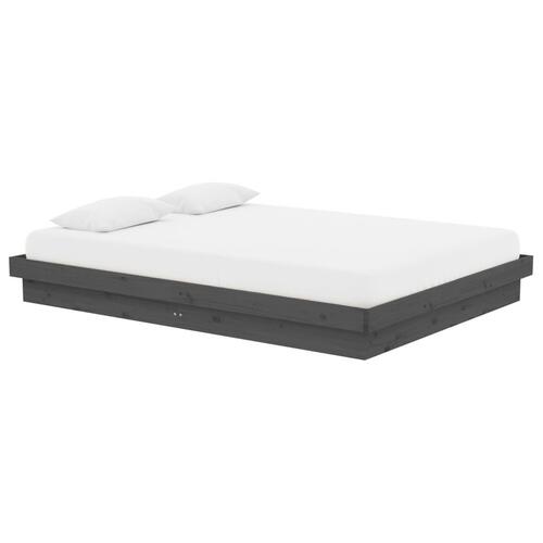 Sengeramme 135x190 cm Double massivt fyrretræ grå
