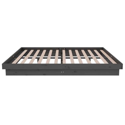 Sengeramme 135x190 cm Double massivt fyrretræ grå