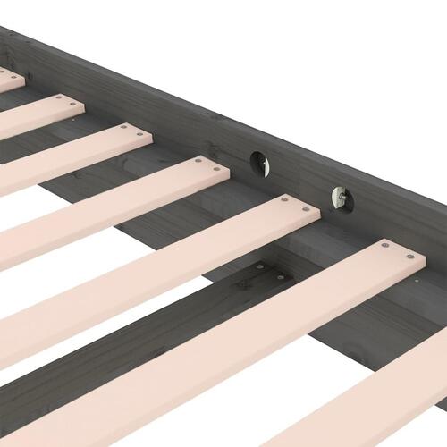 Sengeramme 135x190 cm Double massivt fyrretræ grå