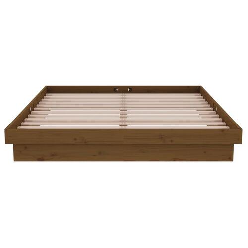 Sengeramme 135x190 cm Double massivt fyrretræ gyldenbrun