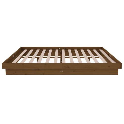 Sengeramme 135x190 cm Double massivt fyrretræ gyldenbrun