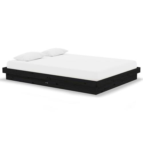 Sengeramme 140x190 cm massivt træ sort