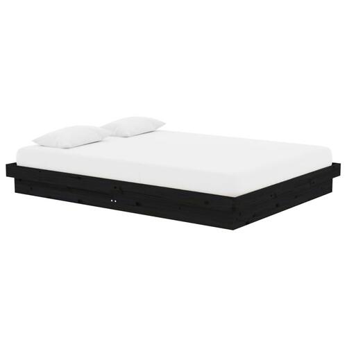 Sengeramme 140x190 cm massivt træ sort