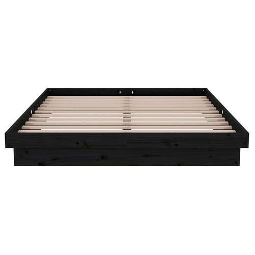 Sengeramme 140x190 cm massivt træ sort