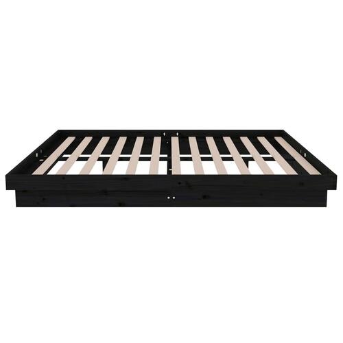 Sengeramme 140x190 cm massivt træ sort