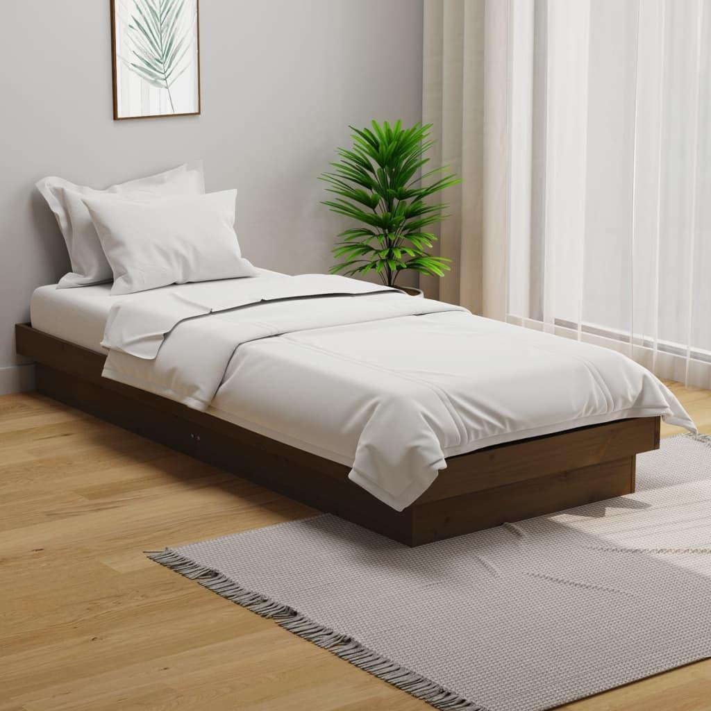 Sengeramme 75x190 cm Small Single massivt træ gyldenbrun