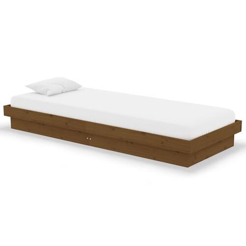 Sengeramme 75x190 cm Small Single massivt træ gyldenbrun