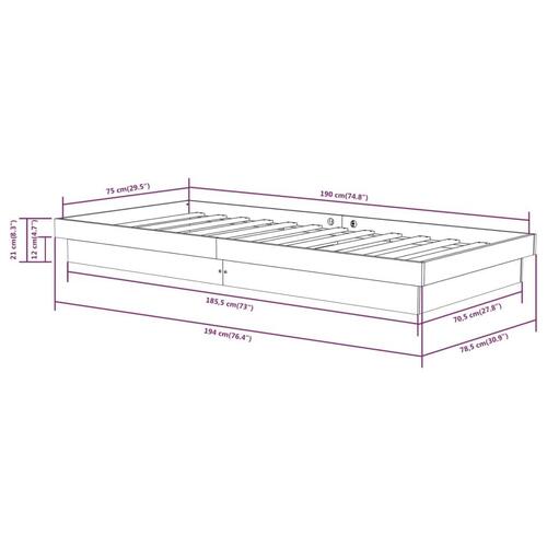 Sengeramme 75x190 cm Small Single massivt træ gyldenbrun