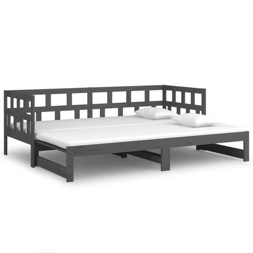 Daybed med udtræk 2x(90x200) cm massivt fyrretræ grå