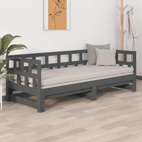 Daybed med udtræk 2x(90x200) cm massivt fyrretræ grå