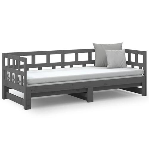 Daybed med udtræk 2x(90x200) cm massivt fyrretræ grå