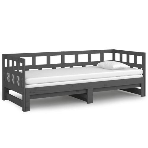 Daybed med udtræk 2x(90x200) cm massivt fyrretræ grå