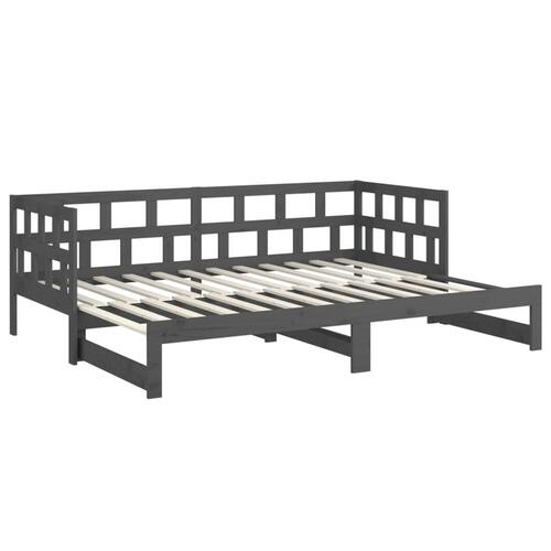 Daybed med udtræk 2x(90x200) cm massivt fyrretræ grå