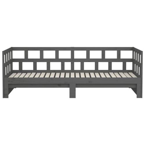 Daybed med udtræk 2x(90x200) cm massivt fyrretræ grå