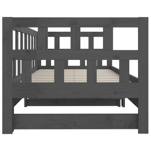 Daybed med udtræk 2x(90x200) cm massivt fyrretræ grå