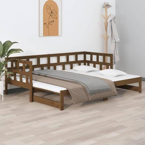 Daybed med udtræk 2x(90x200) cm massivt fyrretræ gyldenbrun