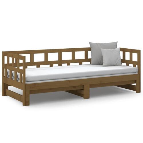 Daybed med udtræk 2x(90x200) cm massivt fyrretræ gyldenbrun