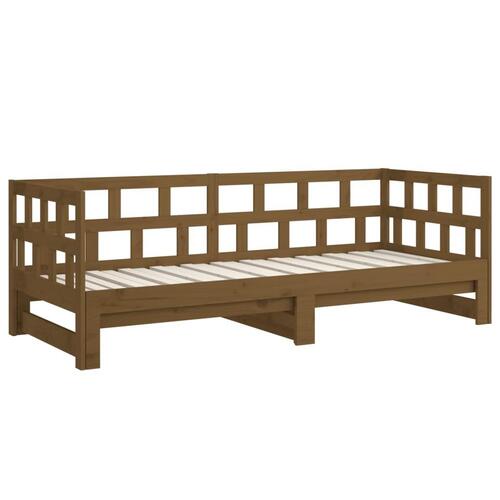 Daybed med udtræk 2x(90x200) cm massivt fyrretræ gyldenbrun