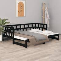 Daybed med udtræk 2x(90x200) cm massivt fyrretræ sort