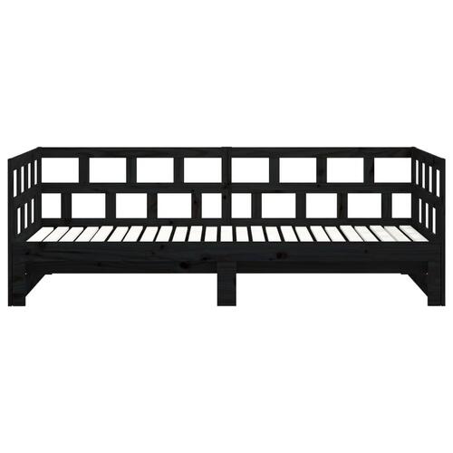 Daybed med udtræk 2x(90x200) cm massivt fyrretræ sort