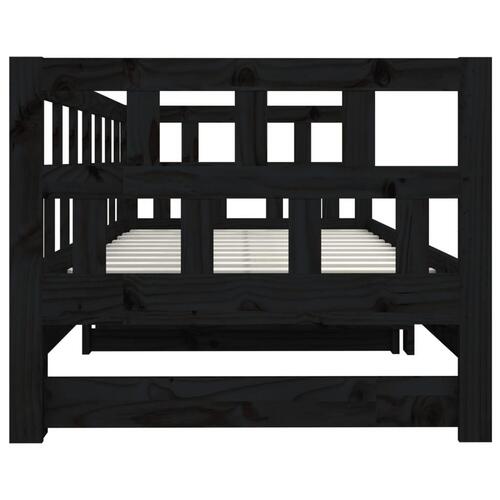 Daybed med udtræk 2x(90x200) cm massivt fyrretræ sort