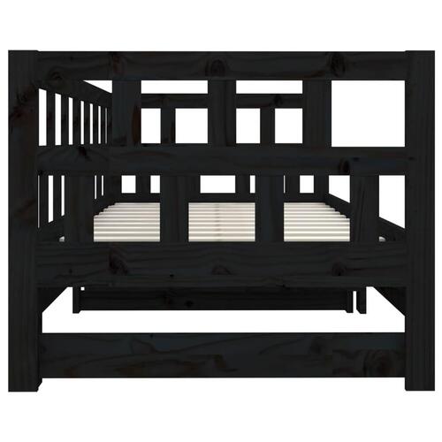 Daybed med udtræk 2x(90x200) cm massivt fyrretræ sort