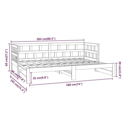 Daybed med udtræk 2x(90x200) cm massivt fyrretræ sort